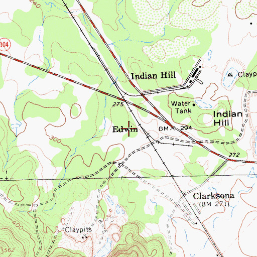 Topographic Map of Edwin, CA