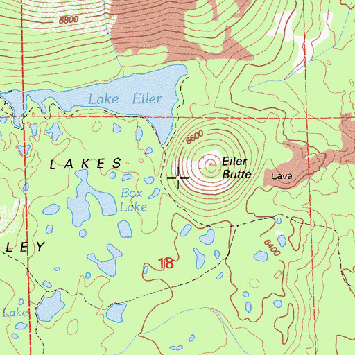 Topographic Map of Eiler Butte, CA