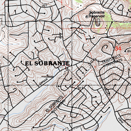 Topographic Map of El Sobrante, CA