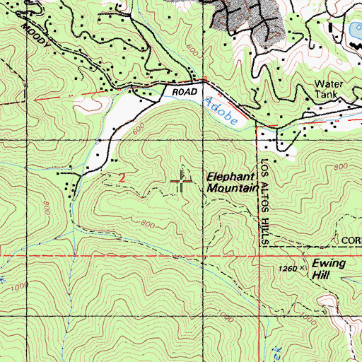 Topographic Map of Elephant Mountain, CA