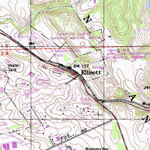 Topographic Map of Ellicott, CA