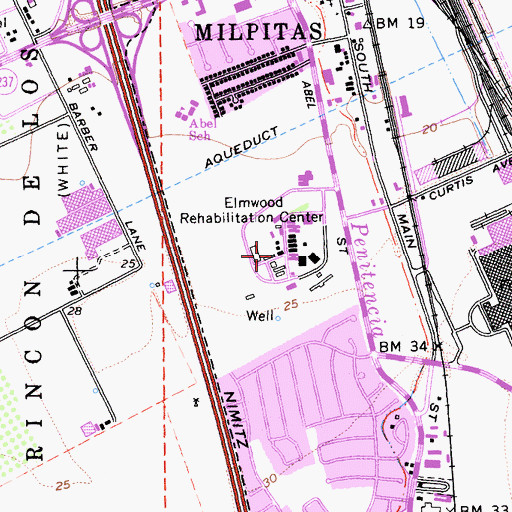 Topographic Map of Elmwood Rehabilitation Center, CA