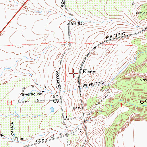 Topographic Map of Elsey, CA