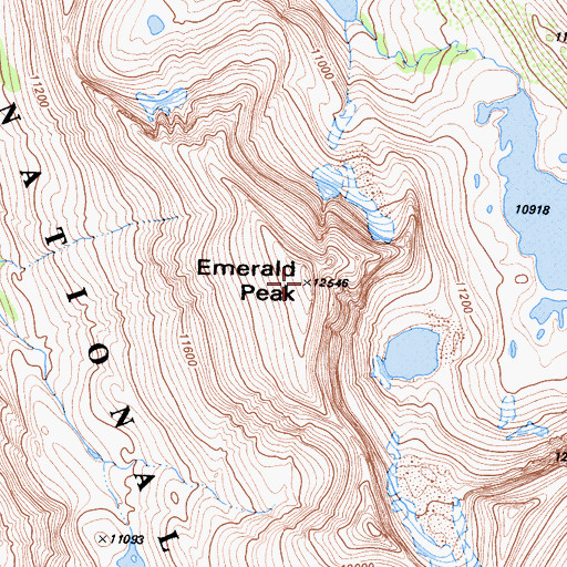 Topographic Map of Emerald Peak, CA