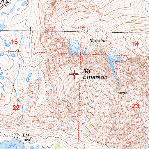 Topographic Map of Mount Emerson, CA