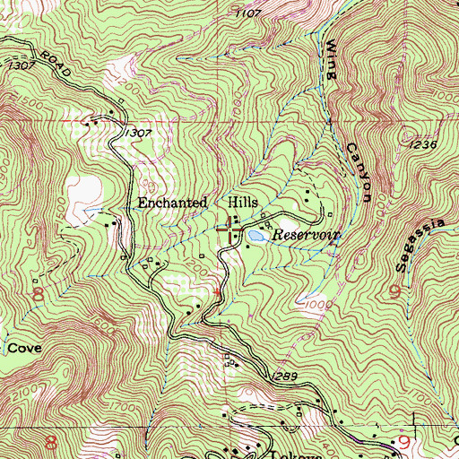 Topographic Map of Enchanted Hills, CA