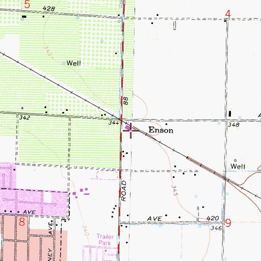 Topographic Map of Enson, CA
