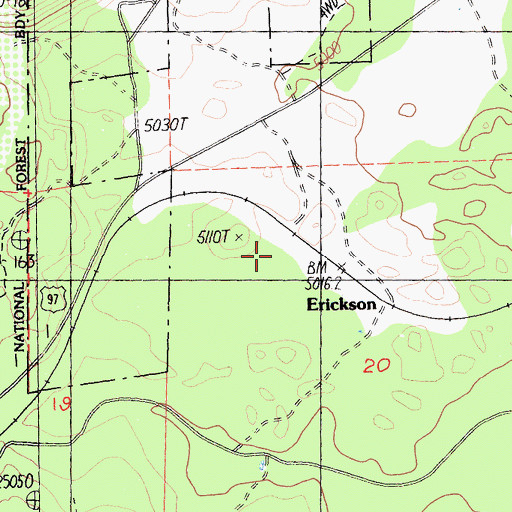 Topographic Map of Erickson, CA