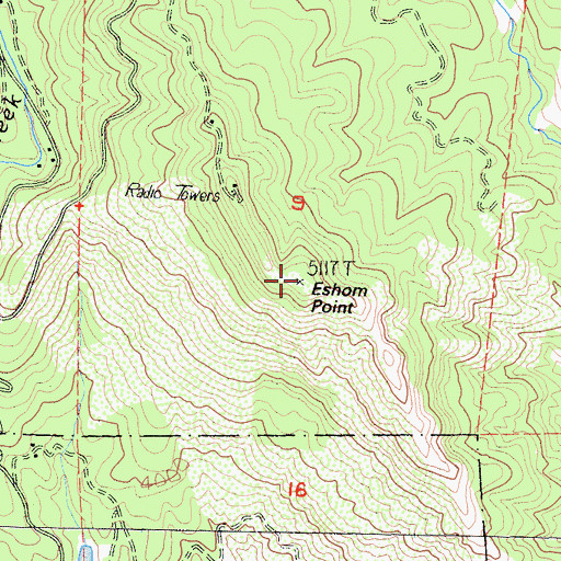 Topographic Map of Eshom Point, CA