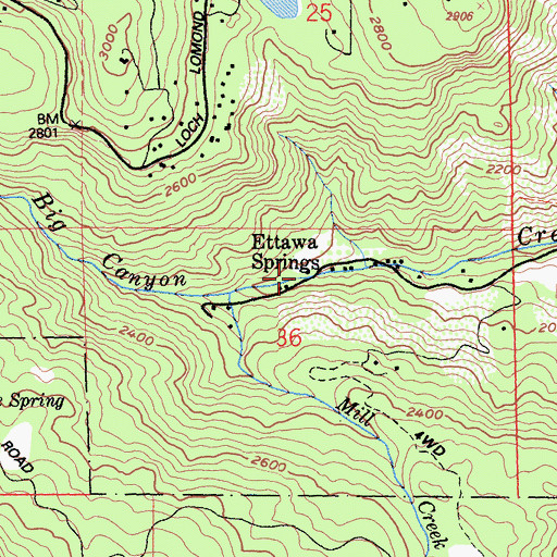 Topographic Map of Ettawa Springs, CA