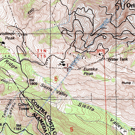 Topographic Map of Eureka Peak, CA
