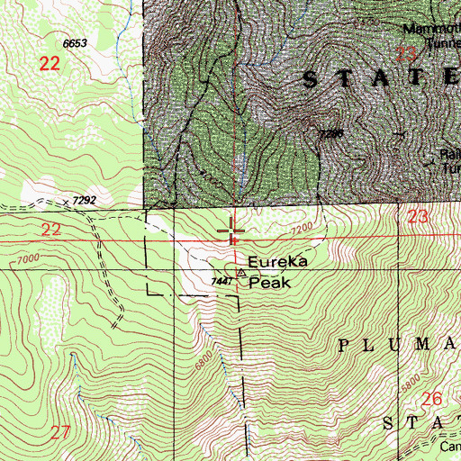 Topographic Map of Eureka Peak, CA