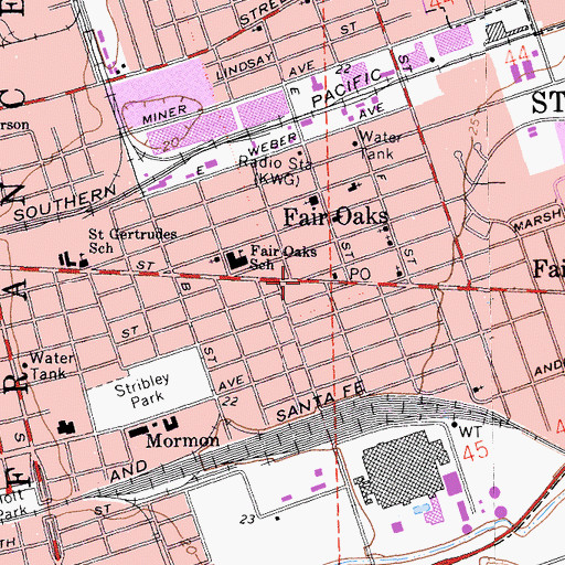 Topographic Map of Fair Oaks, CA