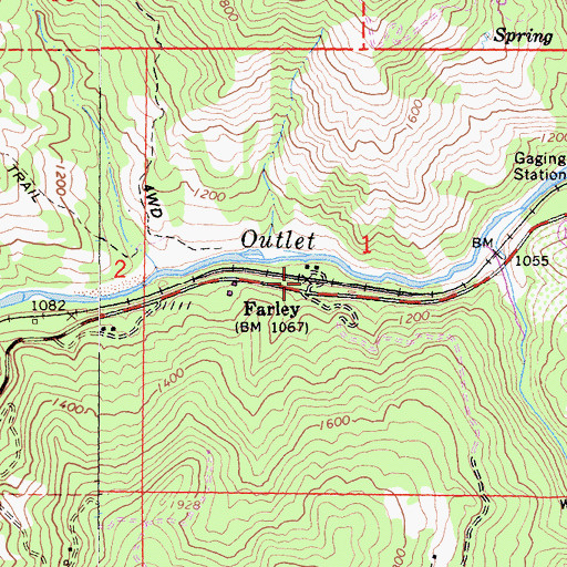Topographic Map of Farley, CA