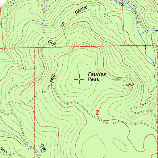Topographic Map of Fauries Peak, CA