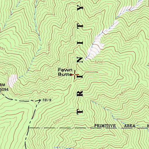 Topographic Map of Fawn Butte, CA