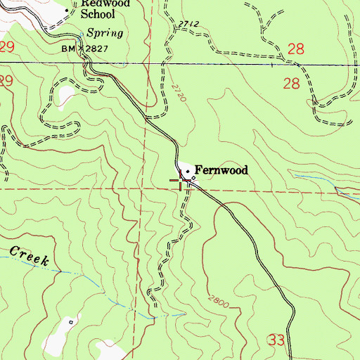 Topographic Map of Fernwood, CA