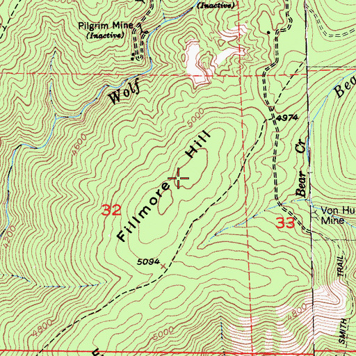Topographic Map of Fillmore Hill, CA