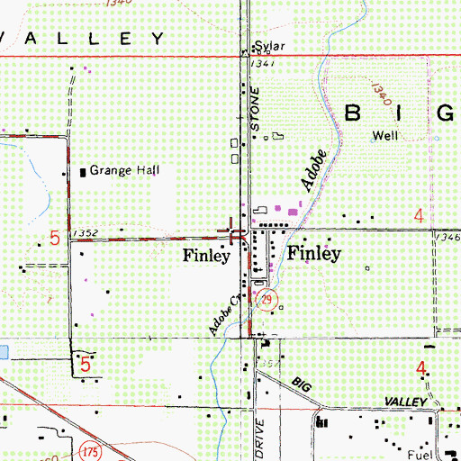 Topographic Map of Finley, CA