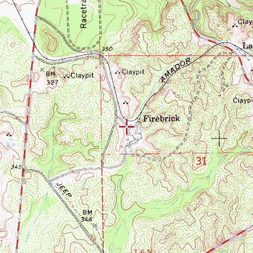 Topographic Map of Firebrick, CA