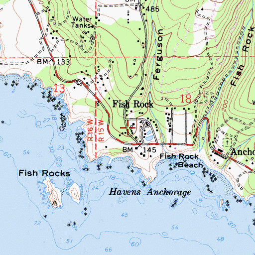 Topographic Map of Fish Rock, CA