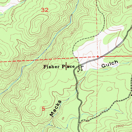Topographic Map of Fisher Place, CA