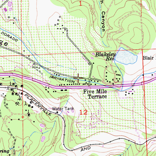 Topographic Map of Five Mile Terrace, CA