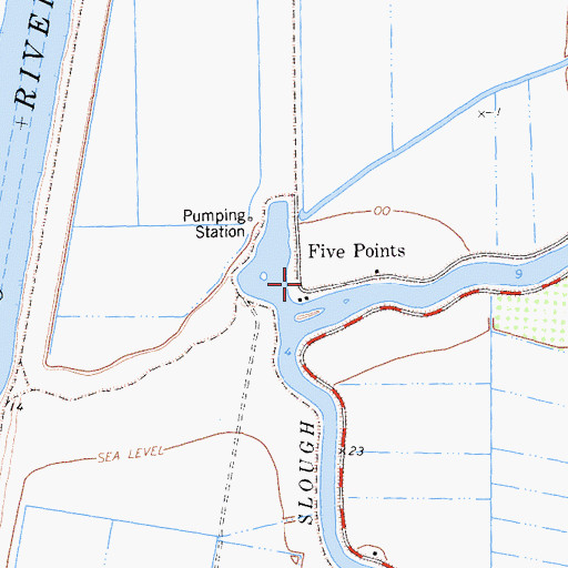 Topographic Map of Five Points, CA