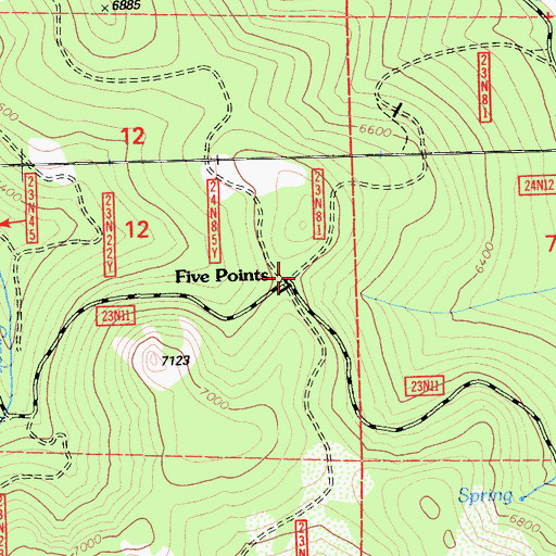 Topographic Map of Five Points, CA