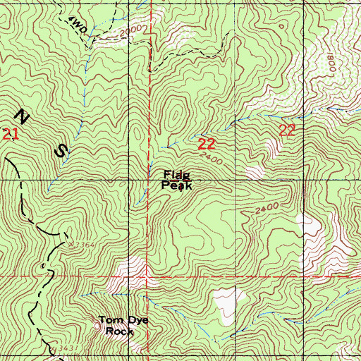 Topographic Map of Flag Peak, CA