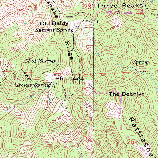 Topographic Map of Flat Top, CA