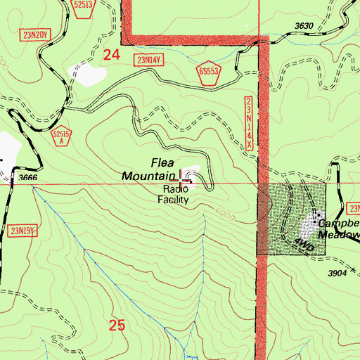Topographic Map of Flea Mountain, CA