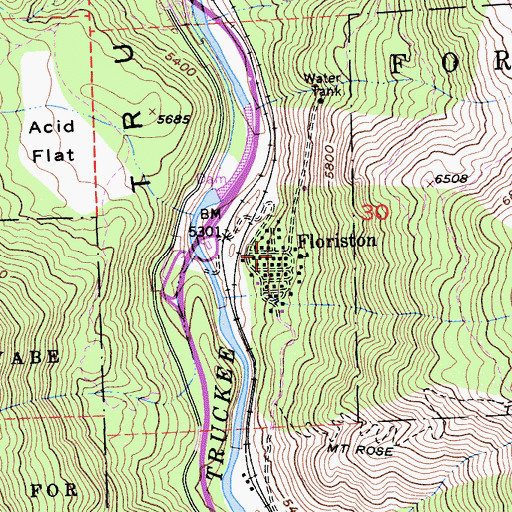 Topographic Map of Floriston, CA