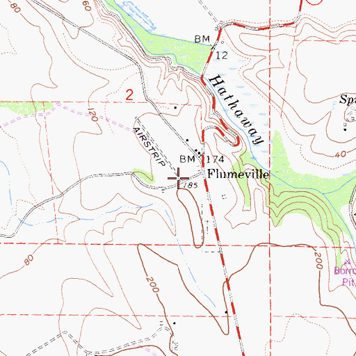 Topographic Map of Flumeville, CA