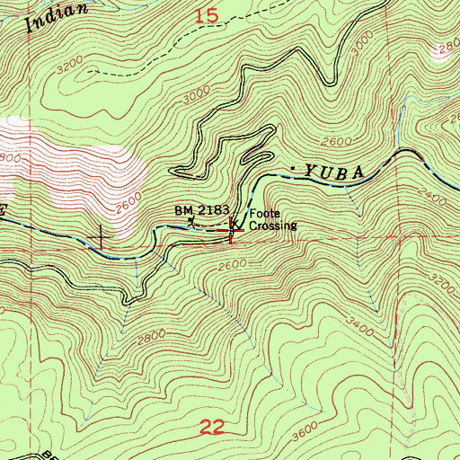 Topographic Map of Foote Crossing, CA