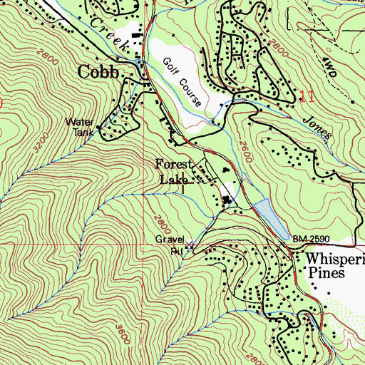 Topographic Map of Forest Lake, CA