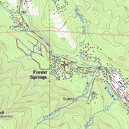Topographic Map of Forest Springs, CA