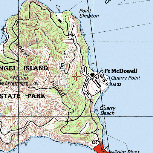 Topographic Map of Fort McDowell, CA