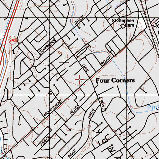 Topographic Map of Four Corners, CA