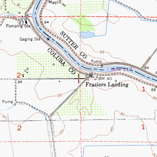 Topographic Map of Fraziers Landing, CA