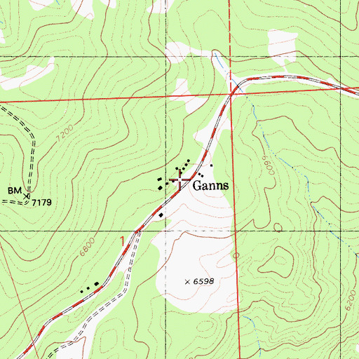 Topographic Map of Ganns, CA