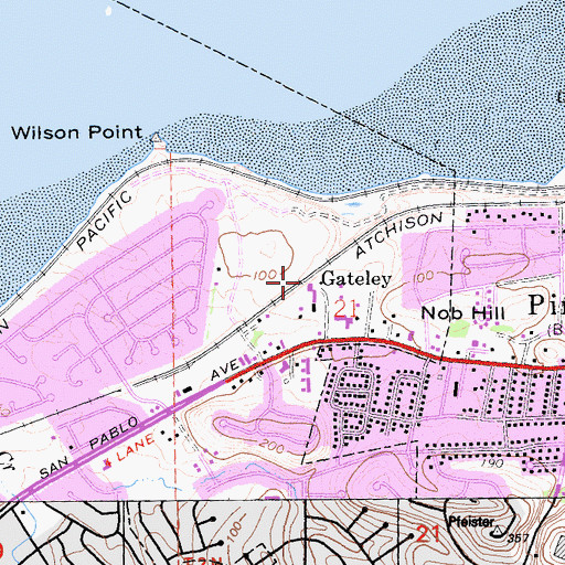 Topographic Map of Gateley, CA