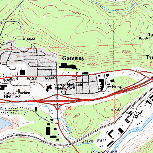 Topographic Map of Gateway, CA