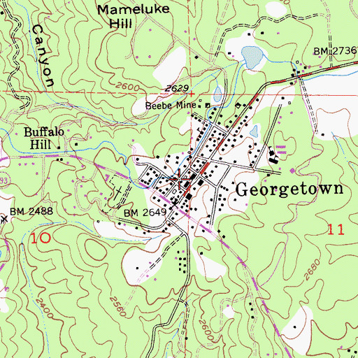 Topographic Map of Georgetown, CA