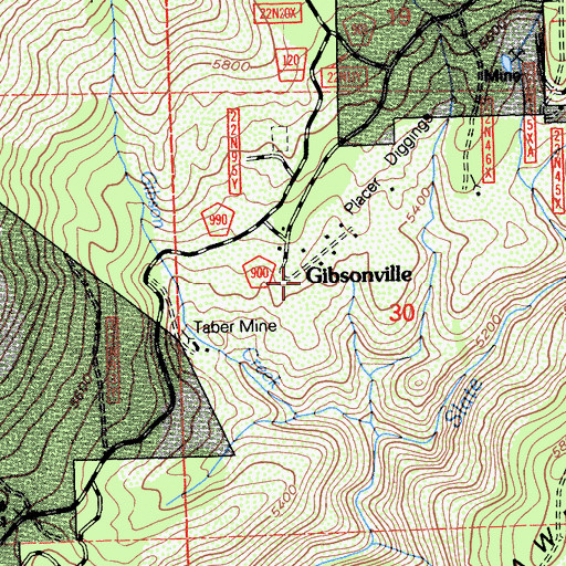 Topographic Map of Gibsonville, CA