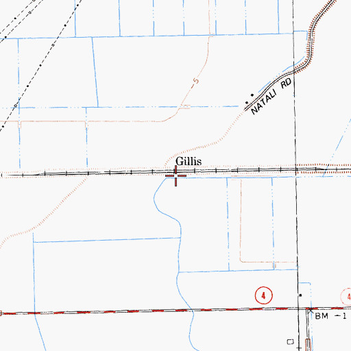 Topographic Map of Gillis, CA