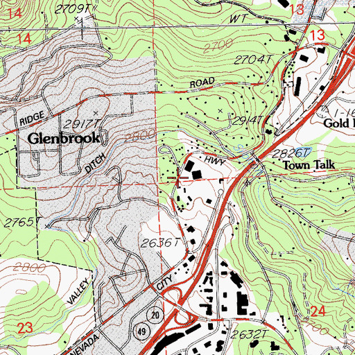 Topographic Map of Glenbrook, CA