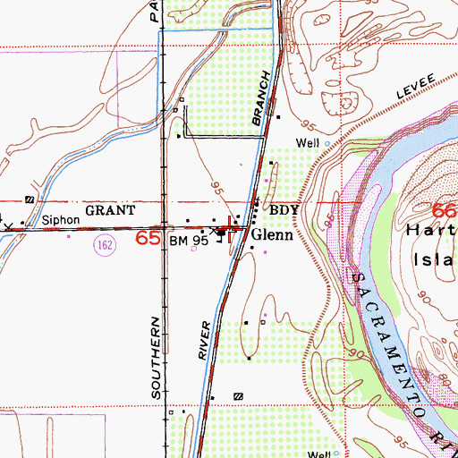 Topographic Map of Glenn, CA