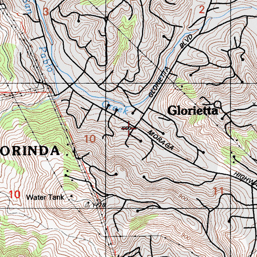 Topographic Map of Glorietta, CA