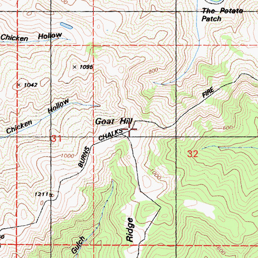 Topographic Map of Goat Hill, CA